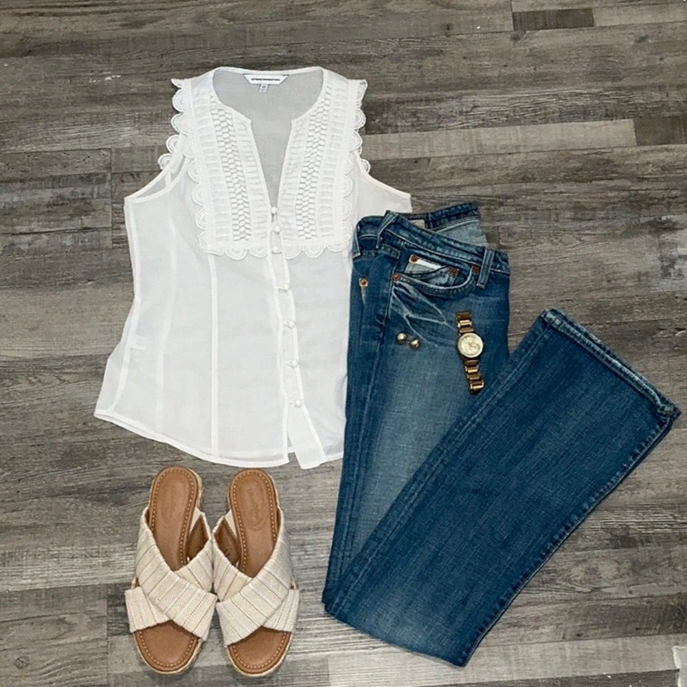 White Lace Trim Sleeveless Top